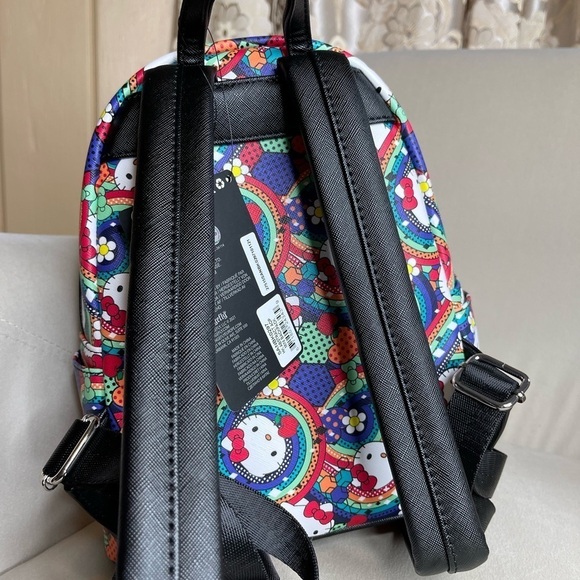 New! Loungefly Sanrio Hello Kitty Rainbow Abstract Mini Backpack Colorful!